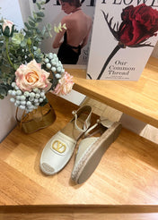 VALENTINO 26S ESPADRILLE SHOES IN WHITE CALFSKIN