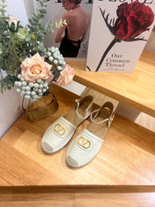 VALENTINO 26S ESPADRILLE SHOES IN WHITE CALFSKIN