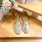 VALENTINO 26S ESPADRILLE SHOES IN METALLIC GOLD CALFSKIN