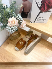 VALENTINO 26S ESPADRILLE SHOES IN BROWN CALFSKIN