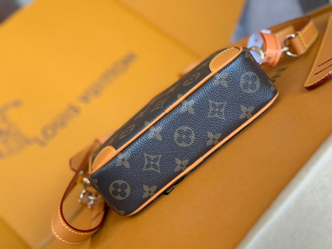 TROCADERO BAG 20 IN BROWN MIX ORANGE MONOGRAM ECLIPSE CANVAS
