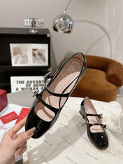 MINI TRES VIVIER STRASS BUCKLE BABIES BALLERINAS IN BLACK PATENT CALFSKIN
