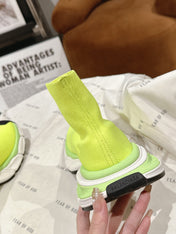 BALENCIAGA 25S SPEED TRAINER SNEAKERS 55 MM IN LIGHT LEMON YELLOW KNIT