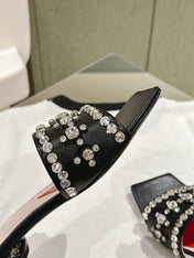 TRUMPET METALLIC MULES IN BLACK PATENT CALFSKIN WITH EMBELLISHED BUCKLE