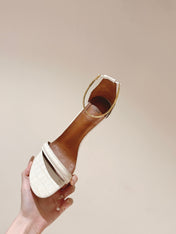 FENDI HIGH-HEELED 85 MM IN WHITE LAMBSKIN WITH GOLD HARDWARE
