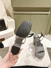 CC HIGH SANDAL GREY SUEDE CALFSKIN
