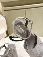 CC HIGH SANDAL GREY SUEDE CALFSKIN