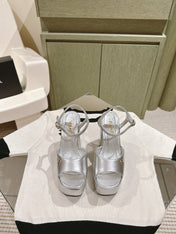 CC HIGH SANDAL SILVER CALFSKIN