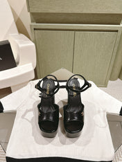CC HIGH SANDAL BLACK CALFSKIN