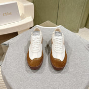 CHLOÉ 26S SNEAKERS IN WHITE MESH AND BROWN SUEDE