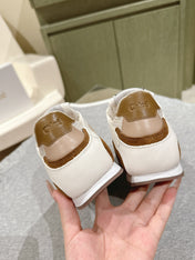 CHLOÉ 26S SNEAKERS IN WHITE MESH AND BROWN SUEDE