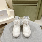 CHLOÉ 26S HIGH-TOP SNEAKERS IN WHITE CALFSKIN