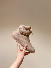 CHLOÉ 26S HIGH-TOP SNEAKERS IN BEIGE CALFSKIN