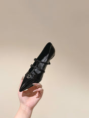 HIGH PUMP 45MM IN BLACK CALFSKIN WITH BLACK STRAPS