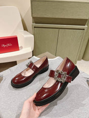 VIV' RANGERS MARY JANES IN BURGUNDY RED CALFSKIN