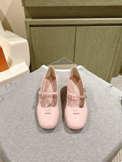 SWING HIGH MARY JANE 55 MM IN PALE PINK PATENT CALFSKIN