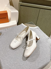 SWING HIGH MARY JANE 55 MM IN WHITE PATENT CALFSKIN