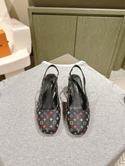 SWING SLINGBACK PUMP 55 MM IN BLACK MONOGRAM CALFSKIN
