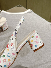SWING SLINGBACK PUMP 55 MM IN WHITE MONOGRAM CALFSKIN