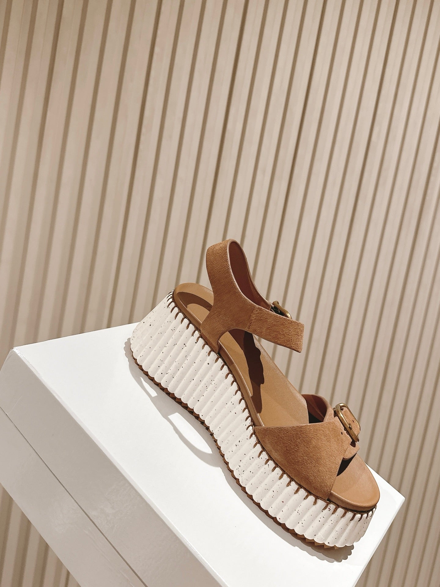 CHLOÉ 26S HIGH-HEELED SANDALS IN BROWN LAMBSKIN AND SUEDE