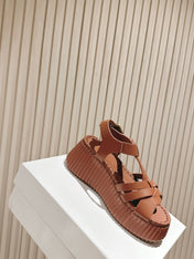 CHLOÉ 26S HIGH-HEELED SANDALS IN BROWN LAMBSKIN