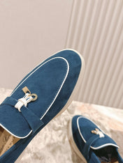 LP LOAFERS 25S IN STEEL BLUE SUEDE WITH SILVER HARDWARE