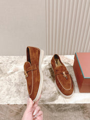 LP LOAFERS 25S IN BROWN SUEDE WITH SILVER HARDWARE