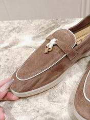 LP LOAFERS 25S IN LIGHT BROWN SUEDE WITH SILVER HARDWARE