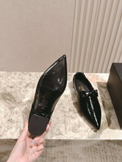 CC FLATS 25S IN BLACK PATENT LEATHER