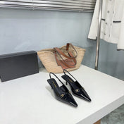 SL CARINE SLINGBACKS PUMP 60 BLACK CALFSKIN