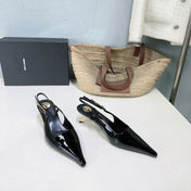 YSL 26S SLINGBACK HEELS 65 MM IN BLACK CALFSKIN
