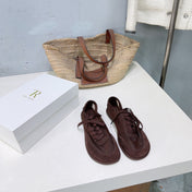 THE ROW 26S LACE UP SNEAKERS IN DARK BROWN SUEDE AND MESH