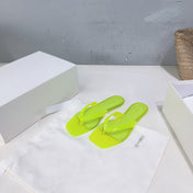 THE ROW 26S SQUARE TOE THONG SANDALS IN TRANSLUCENT YELLOW PVC WITH SILVER FOOTBED