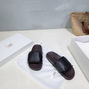 THE ROW 26S STRAP SLIDES IN BLACK CALFSKIN