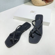 THE ROW 26S FLAT SANDALS IN BLACK CALFSKIN