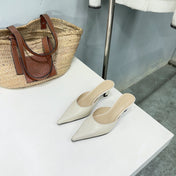 THE ROW 26S POINTED TOE MULE HEELS 45MM IN IVORY WHITE CALFSKIN
