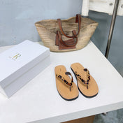 THE ROW 26S THONG SANDALS IN BROWN CALFSKIN LEOPARD STRAP