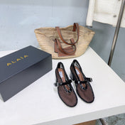 ALAIA 26S HIGH-HEEL MARY JANES 50 MM IN BLACK WOVEN MESH