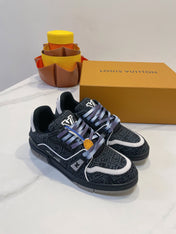 TRAINER SNEAKER IN BLACK MONOGRAM DENIM FABRIC