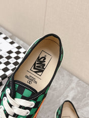 VALENTINO 25S GARAVANI X VANS SNEAKERS IN GREEN MIX BLACK CANVAS