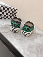VALENTINO 25S GARAVANI X VANS SNEAKERS IN GREEN MIX BLACK CANVAS