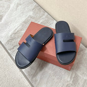 LP 26S CLASSIC H-CUT SLIDES IN NAVY BLUE CALFSKIN