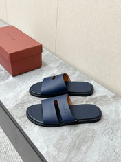 LP 26S CLASSIC H-CUT SLIDES IN NAVY BLUE CALFSKIN