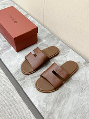 LP 26S CLASSIC H-CUT SLIDES IN BROWN CALFSKIN