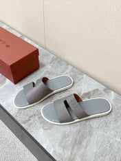 LP 26S CLASSIC H-CUT SLIDES IN GREY CALFSKIN