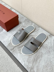 LP 26S CLASSIC H-CUT SLIDES IN GREY CALFSKIN