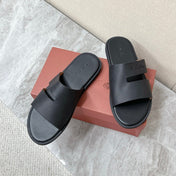 LP 26S CLASSIC H-CUT SLIDES IN BLACK CALFSKIN