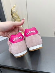 LOEWE 26S RUNNER 2.0 SNEAKERS IN LIGHT PINK SUEDE AND ANAGRAM JACQUARD