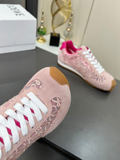 LOEWE 26S RUNNER 2.0 SNEAKERS IN LIGHT PINK SUEDE AND ANAGRAM JACQUARD