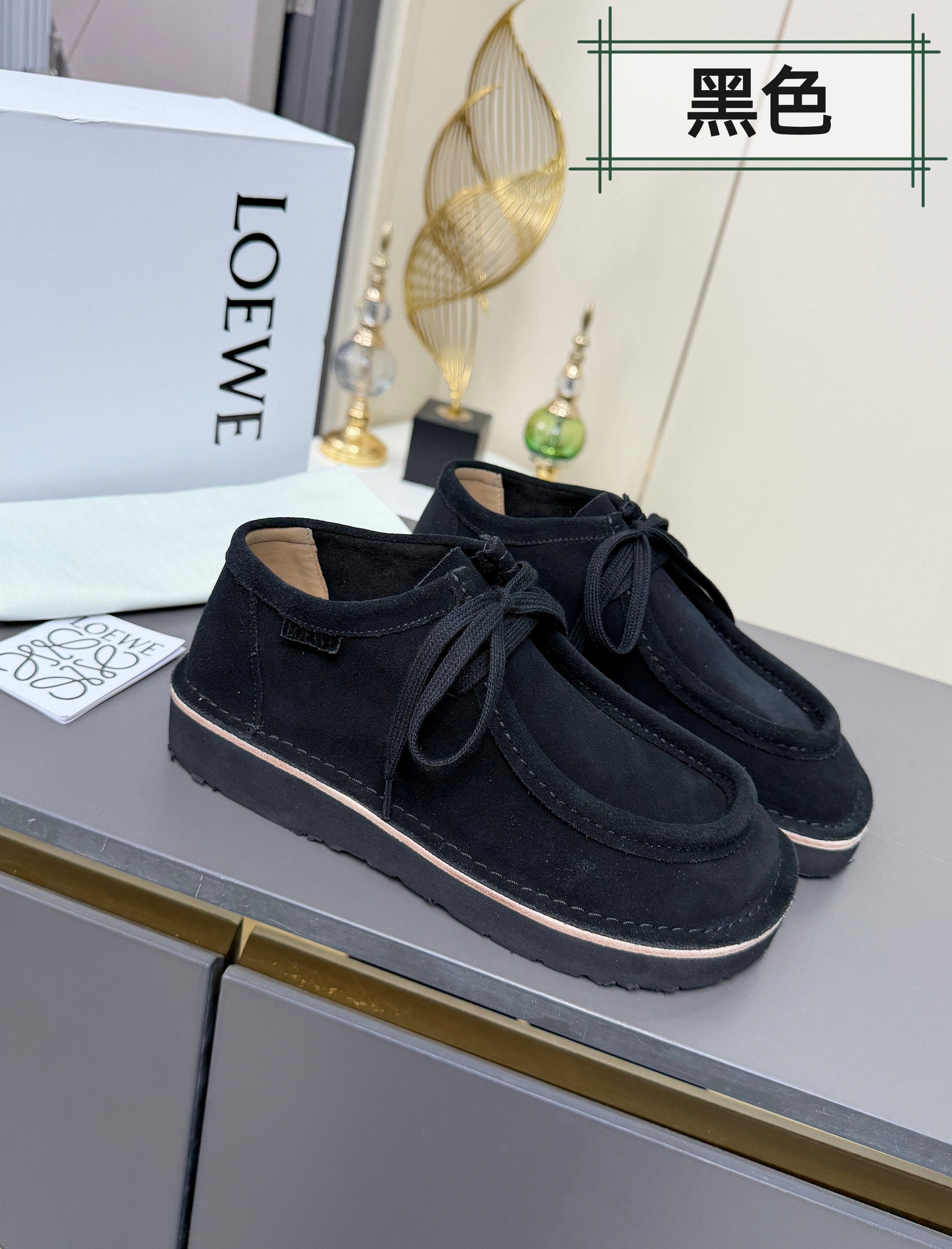 LOEWE 26S ANKLE BOOTS IN BLACK SUEDE